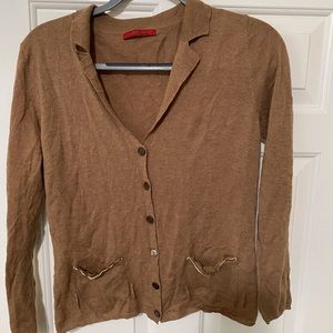 Carolina Herrera designer brown cardigan L